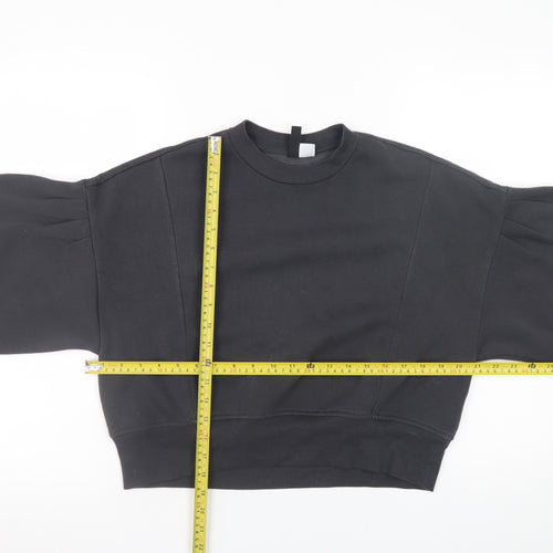 H&M Divided Women's Black Pullover Sweatshirt Size S Cotton Blend