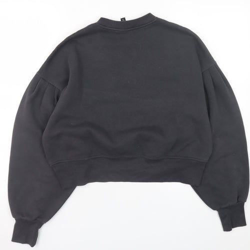 H&M Divided Women's Black Pullover Sweatshirt Size S Cotton Blend