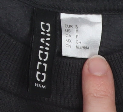 H&M Divided Women's Black Pullover Sweatshirt Size S Cotton Blend