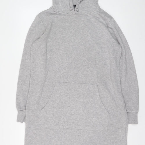 Dorothy Perkins Women Grey Long Sleeve Hooded T-Shirt Dress Size 14