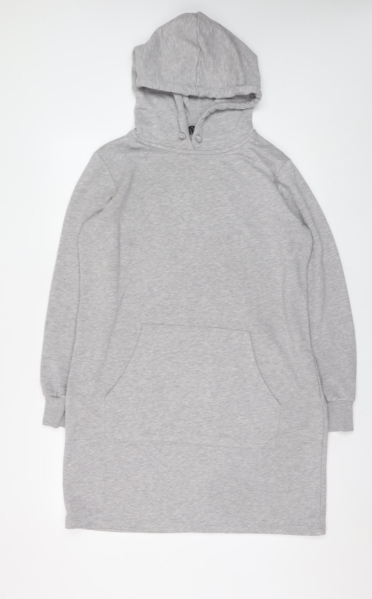 Dorothy Perkins Women Grey Long Sleeve Hooded T-Shirt Dress Size 14