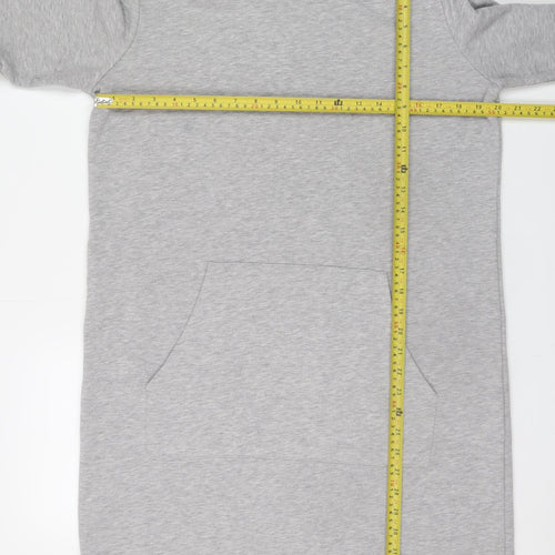 Dorothy Perkins Women Grey Long Sleeve Hooded T-Shirt Dress Size 14