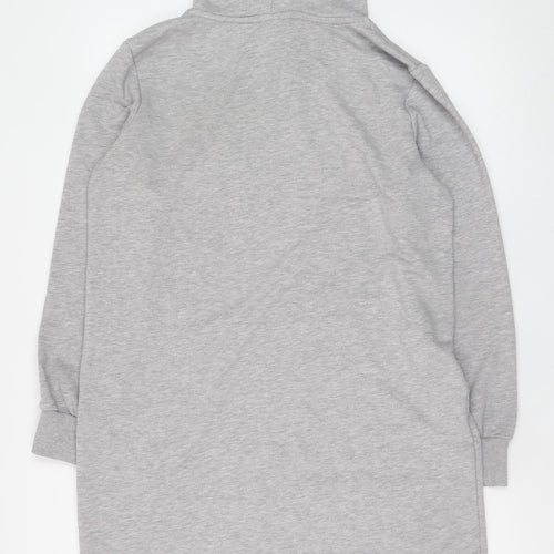 Dorothy Perkins Women Grey Long Sleeve Hooded T-Shirt Dress Size 14
