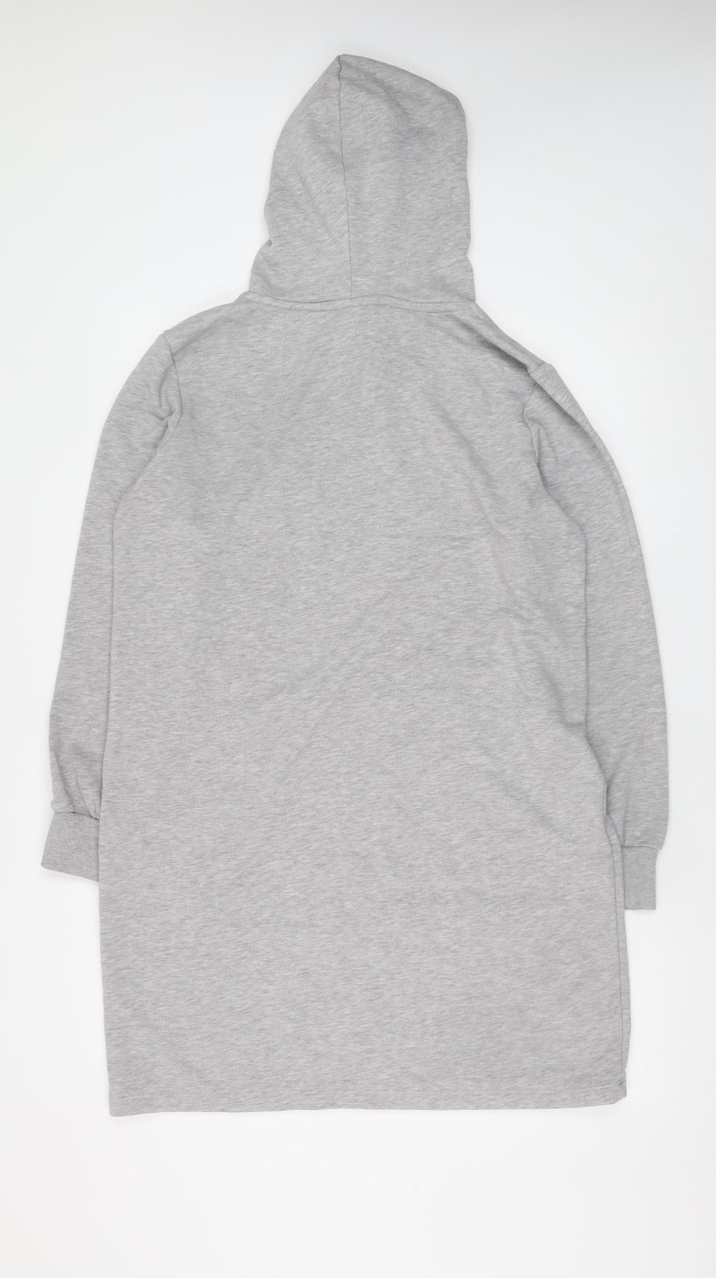 Dorothy Perkins Women Grey Long Sleeve Hooded T-Shirt Dress Size 14