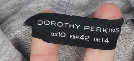 Dorothy Perkins Women Grey Long Sleeve Hooded T-Shirt Dress Size 14