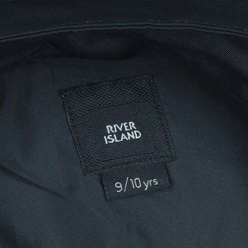 River Island Boys Black Windbreaker Jacket 9-10 Years Lined Full Zip Casual