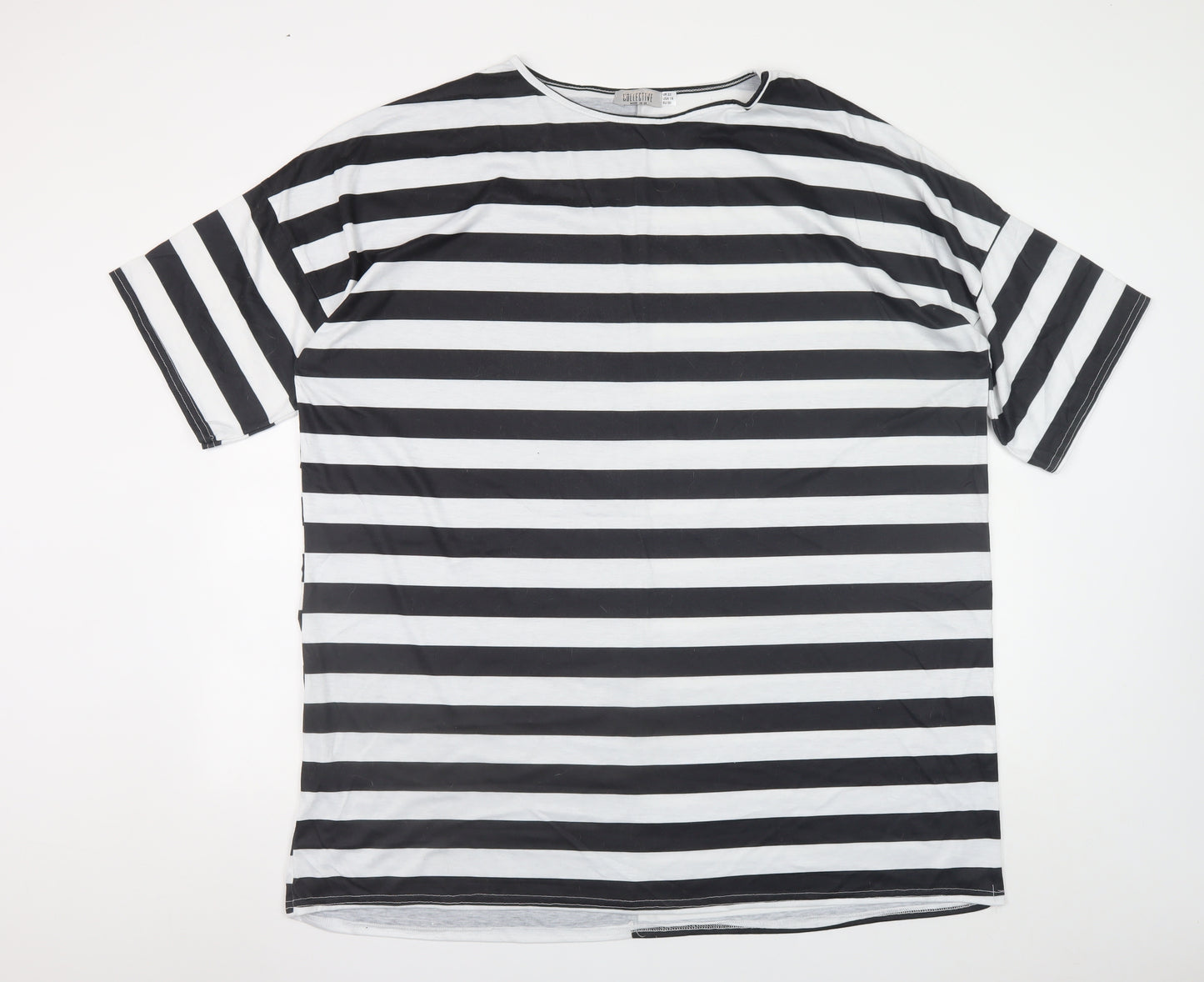 Collective Women’s Black White Striped Plus Size 22 T-Shirt Dress