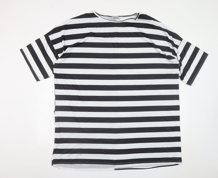 Collective Women’s Black White Striped Plus Size 22 T-Shirt Dress