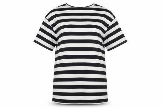 Front view of Collective Women’s Black White Striped Plus, size UK 22, T-Shirt Dress