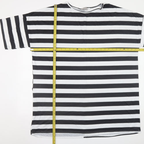 Collective Women’s Black White Striped Plus Size 22 T-Shirt Dress