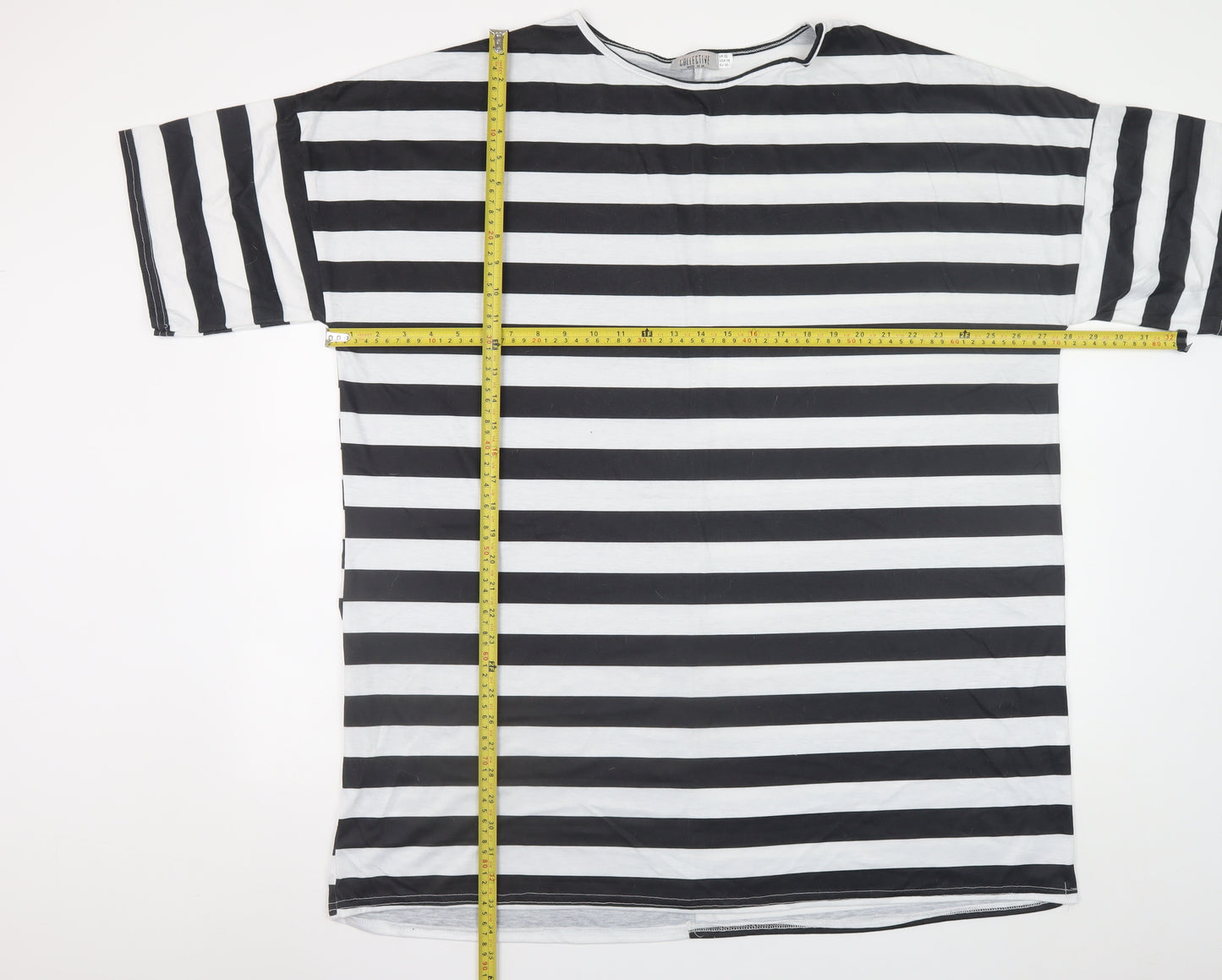 Collective Women’s Black White Striped Plus Size 22 T-Shirt Dress
