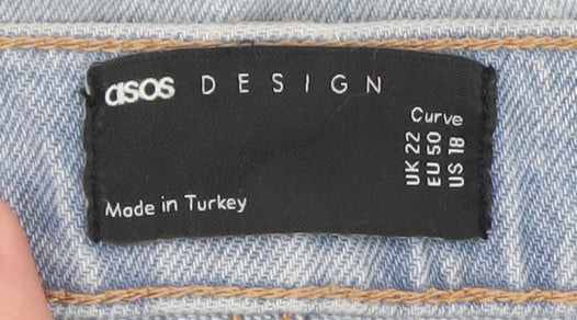 ASOS DESIGN Women Blue Size 22 Curve High Rise Mom Denim Shorts