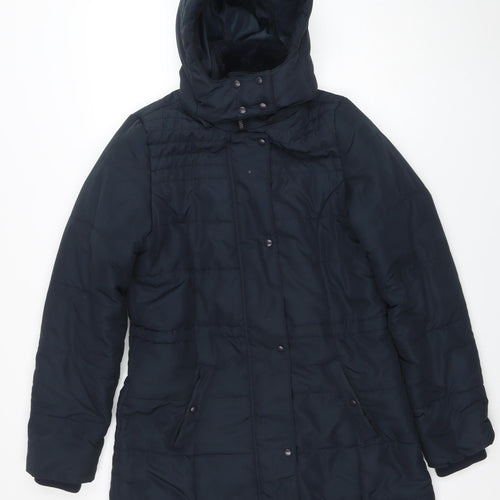 Esmarca Women’s Blue Hooded Puffer Coat Size 14 Long Winter Jacket