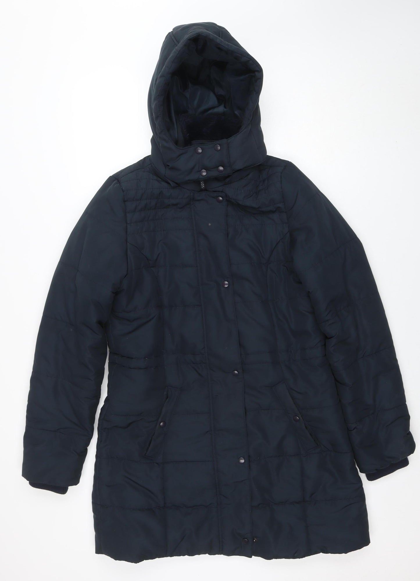 Esmarca Women’s Blue Hooded Puffer Coat Size 14 Long Winter Jacket