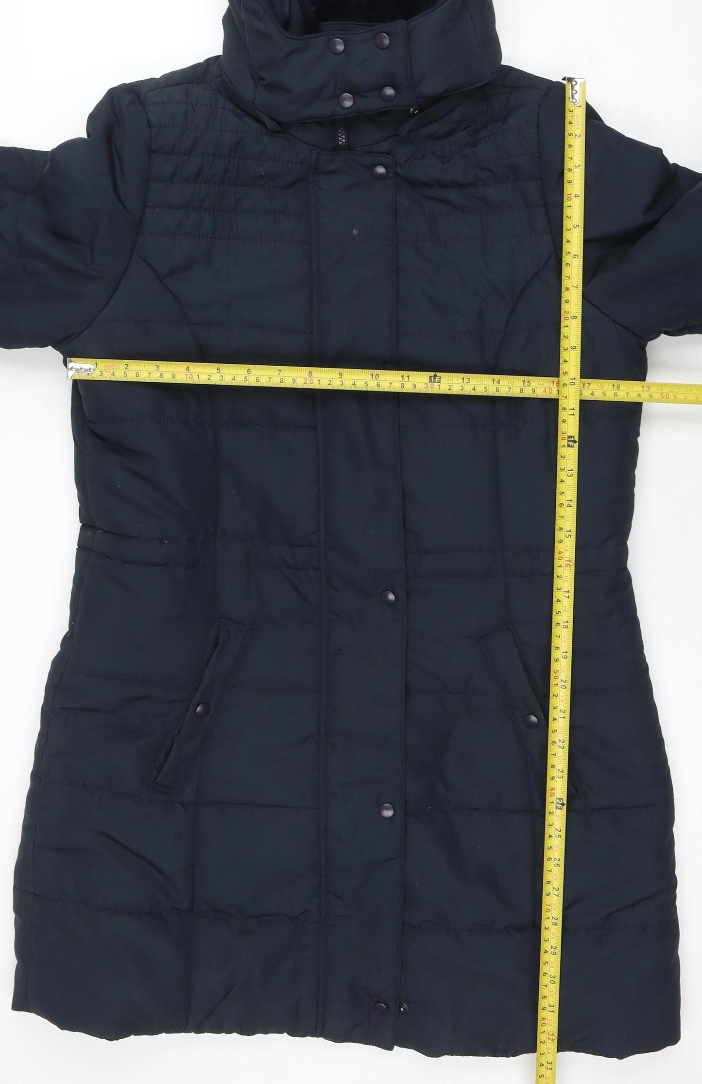 Esmarca Women’s Blue Hooded Puffer Coat Size 14 Long Winter Jacket