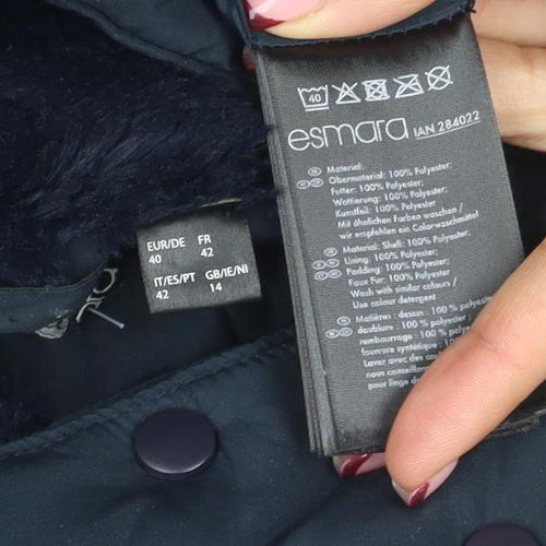 Esmarca Women’s Blue Hooded Puffer Coat Size 14 Long Winter Jacket
