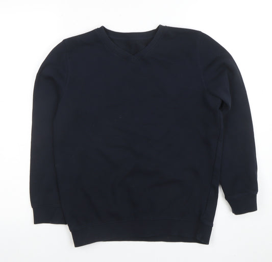 Dunnes Stores Boys Navy V-Neck Sweatshirt 11-12 Years Cotton Blend