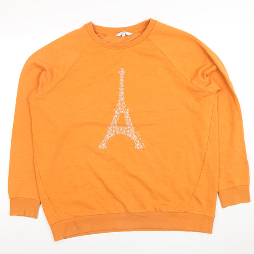 Next Women Orange Paris Eiffel Tower Pullover Sweatshirt L
