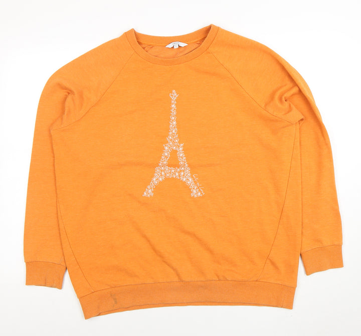 Next Women Orange Paris Eiffel Tower Pullover Sweatshirt L