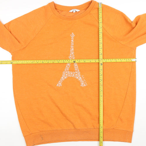 Next Women Orange Paris Eiffel Tower Pullover Sweatshirt L