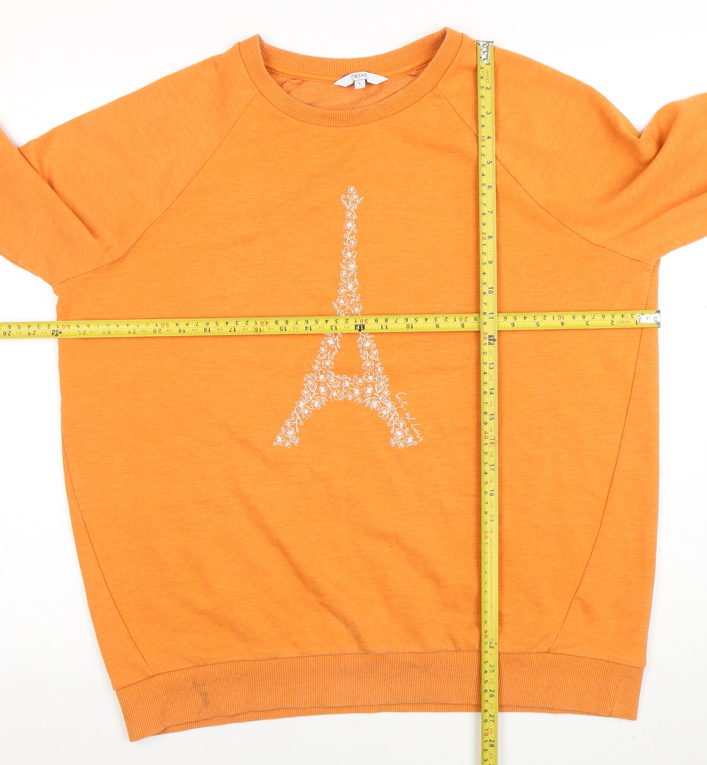 Next Women Orange Paris Eiffel Tower Pullover Sweatshirt L