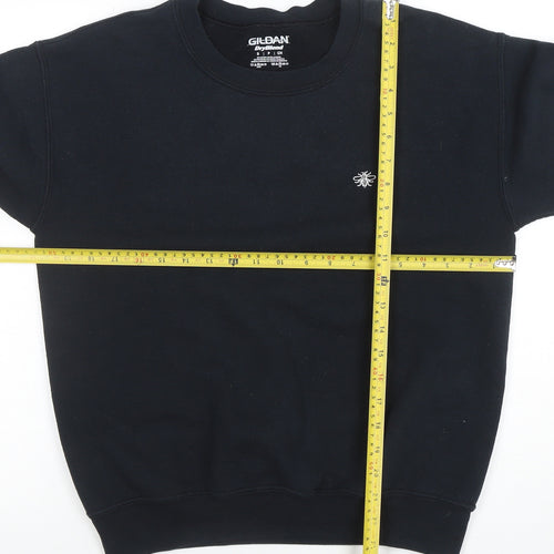 Gildan Women Black Small Crew Neck Pullover Sweatshirt Cotton Blend