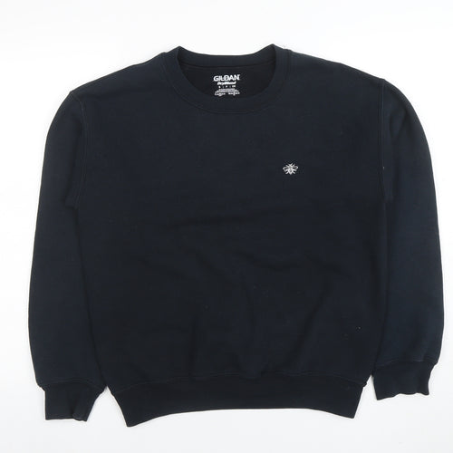 Gildan Women Black Small Crew Neck Pullover Sweatshirt Cotton Blend