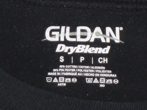 Gildan Women Black Small Crew Neck Pullover Sweatshirt Cotton Blend