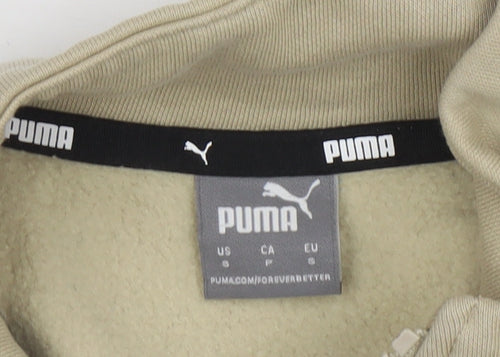 PUMA Womens Beige 1/4 Zip Sweatshirt Size S Cotton Blend