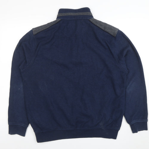 Bugatti Men’s Blue Cotton 1/4 Zip High Neck Sweatshirt Size L