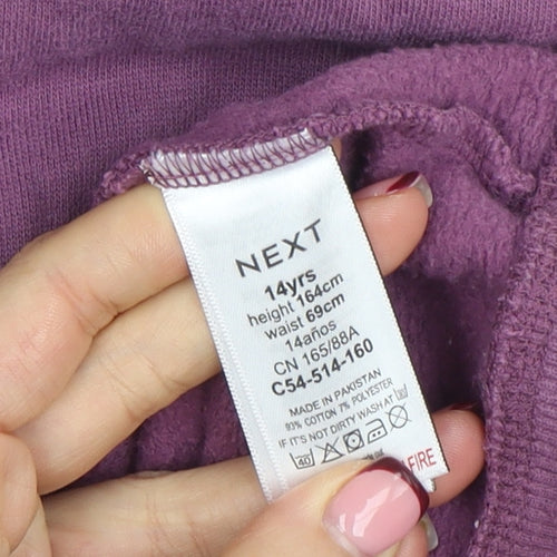 Next Girls Purple Full Zip Hoodie Age 14 Years Cotton Blend Hooded Sweatshirt