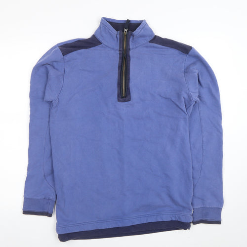 One Earth Men’s Blue 1/4 Zip Organic Cotton Pullover Sweatshirt Size S