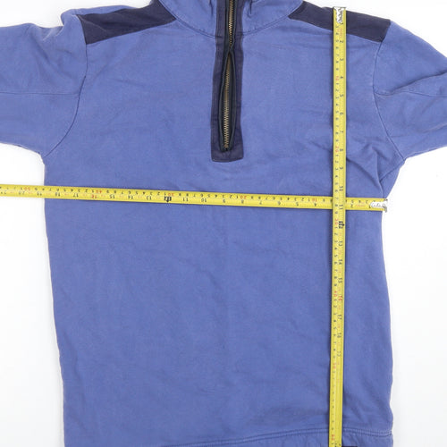 One Earth Men’s Blue 1/4 Zip Organic Cotton Pullover Sweatshirt Size S