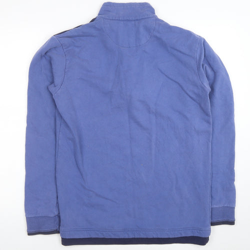 One Earth Men’s Blue 1/4 Zip Organic Cotton Pullover Sweatshirt Size S