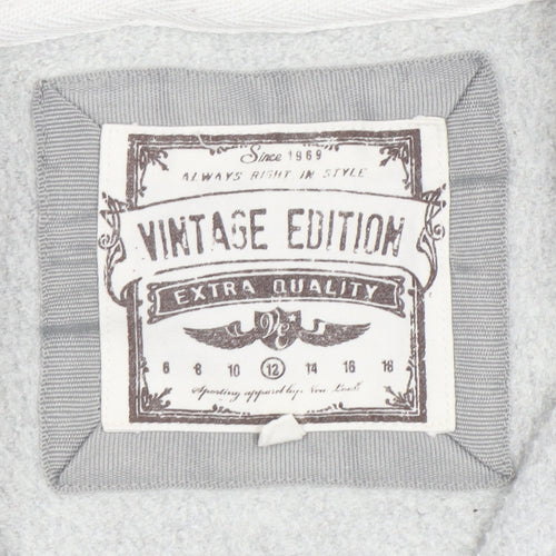 Vintage Edition Women's Grey Full Zip Hoodie Size 12