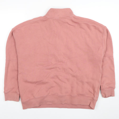 Next Womens Pink 1/2 Zip Cotton Sweatshirt L Casual Pullover