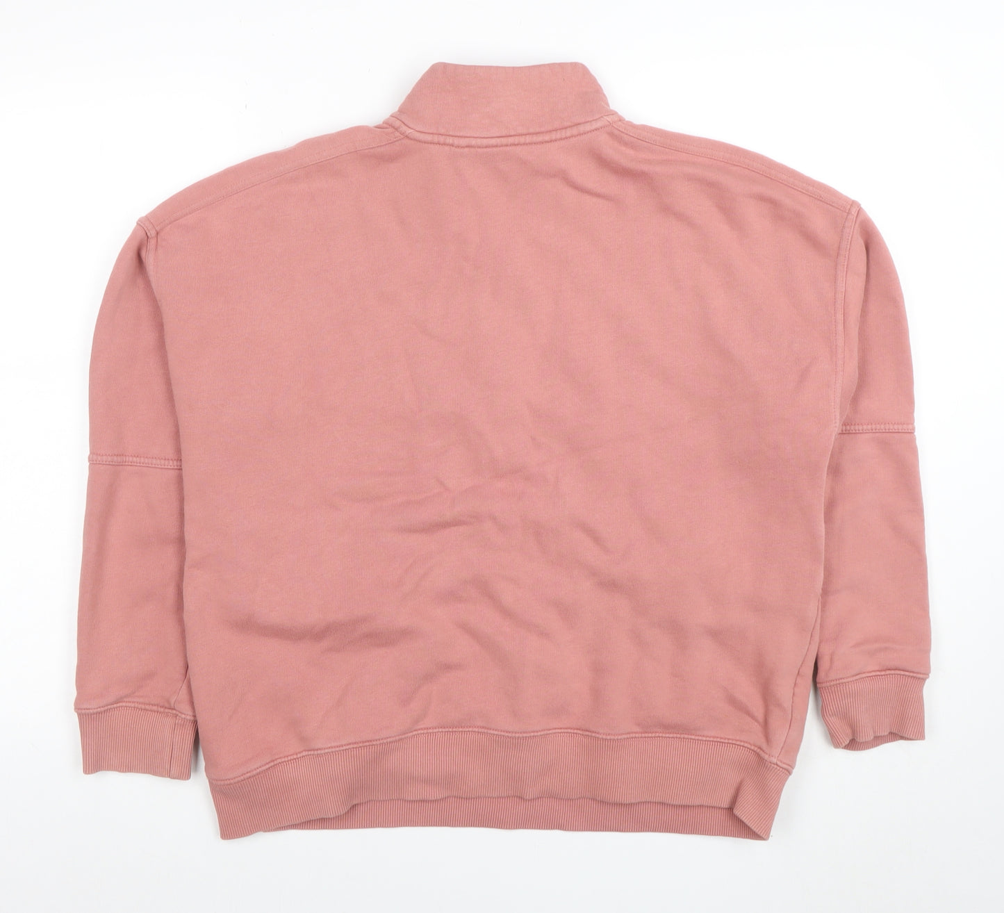 Next Womens Pink 1/2 Zip Cotton Sweatshirt L Casual Pullover