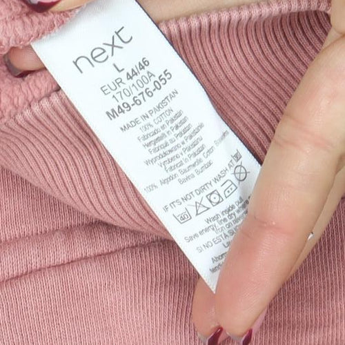 Next Womens Pink 1/2 Zip Cotton Sweatshirt L Casual Pullover