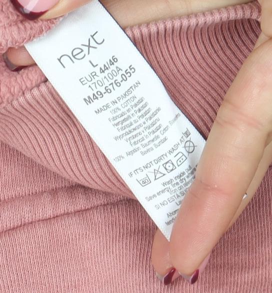 Next Womens Pink 1/2 Zip Cotton Sweatshirt L Casual Pullover