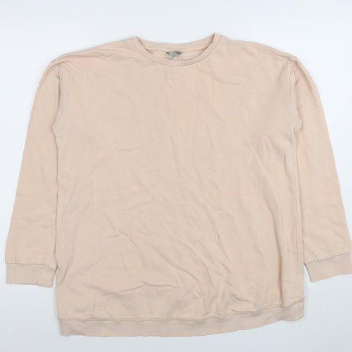 ASOS Women Beige Cotton Pullover Sweatshirt UK 8 Regular Fit