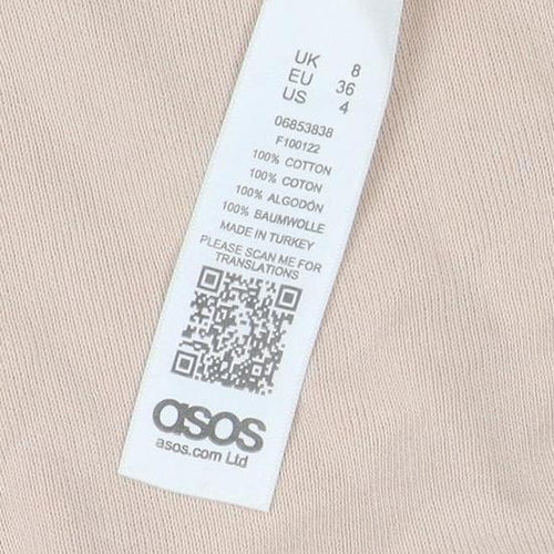 ASOS Women Beige Cotton Pullover Sweatshirt UK 8 Regular Fit