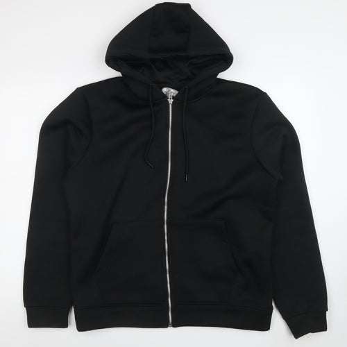 DON'T THINK TWICE Mens Black Full Zip Hoodie Size L Polyester