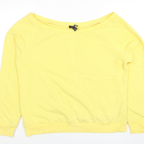 New Look Women Yellow Size 14 Pullover Boat Neck Sweatshirt