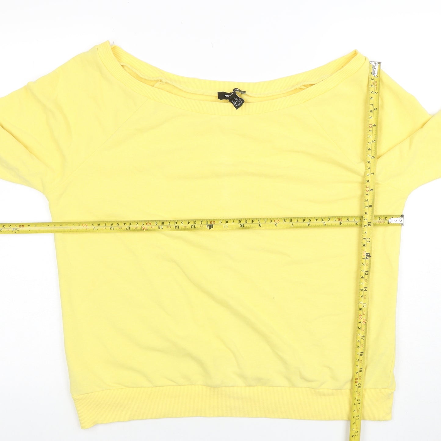 New Look Women Yellow Size 14 Pullover Boat Neck Sweatshirt