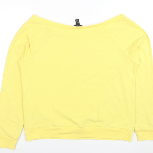 New Look Women Yellow Size 14 Pullover Boat Neck Sweatshirt