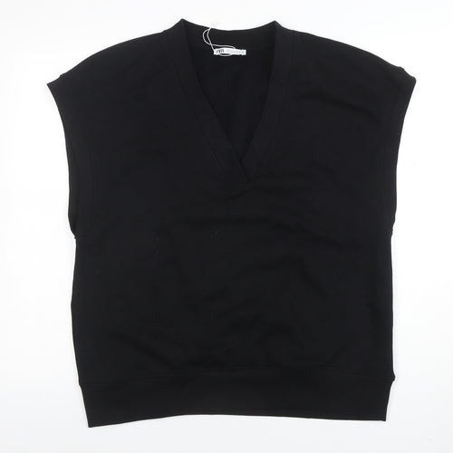 ZARA Men's Black Sleeveless V-Neck Sweatshirt Vest Size S