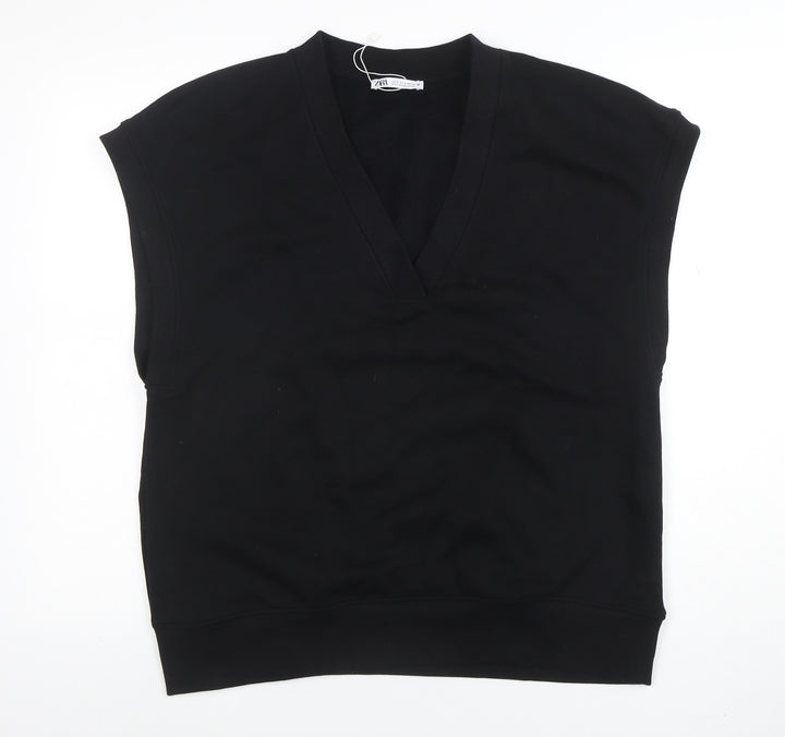 ZARA Men's Black Sleeveless V-Neck Sweatshirt Vest Size S