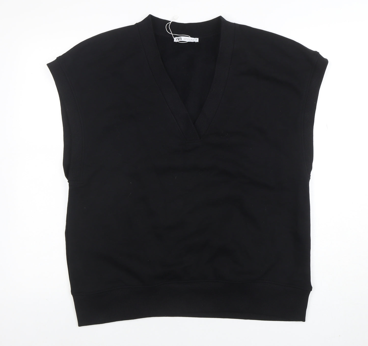 ZARA Men's Black Sleeveless V-Neck Sweatshirt Vest Size S
