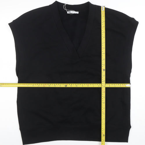 ZARA Men's Black Sleeveless V-Neck Sweatshirt Vest Size S