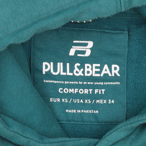 Pull & Bear Womens Green Pullover Hoodie XS Comfort Fit